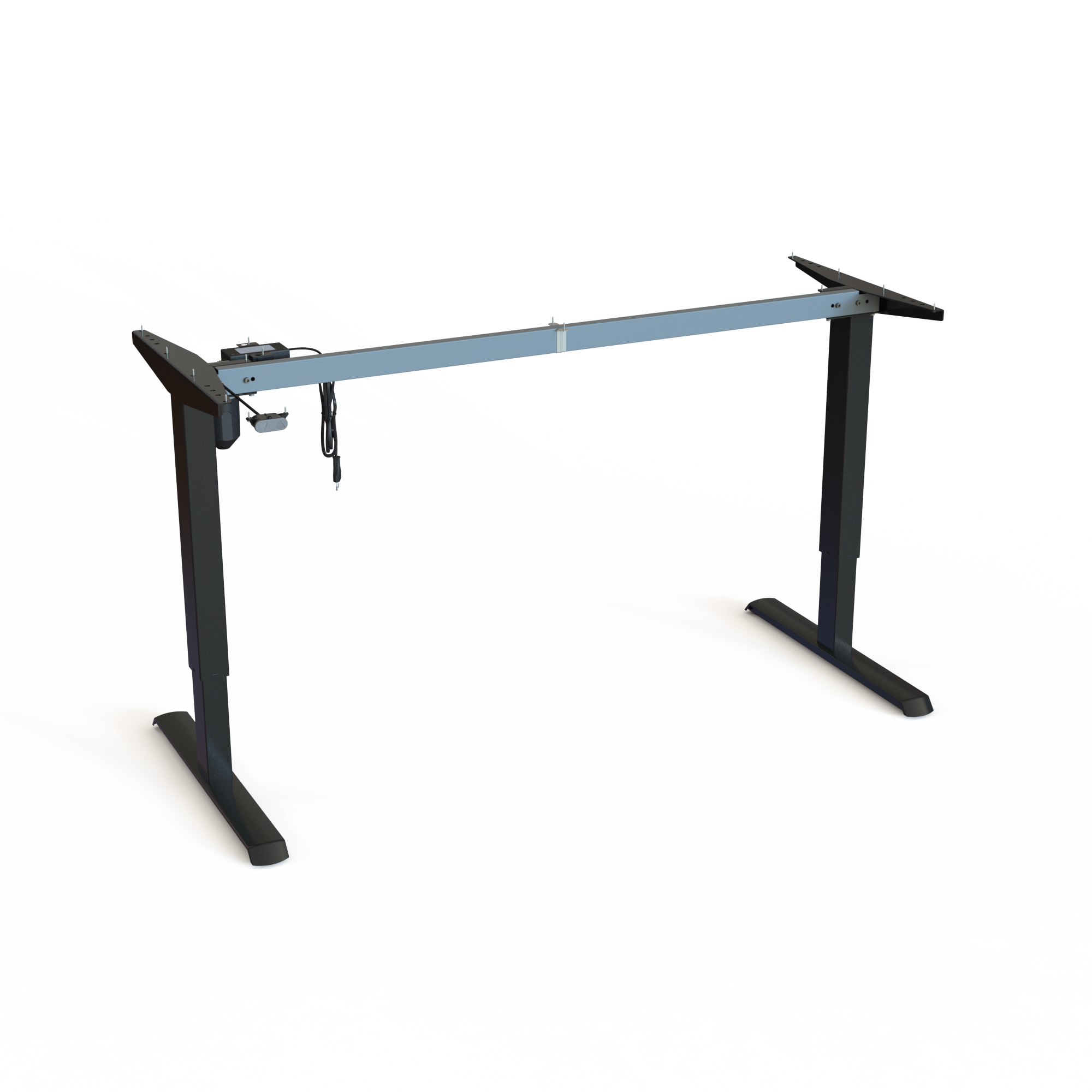 Black Sit-Stand Office Desk Underframe. Black lacquered, size 152cm. Features stepless desk height adjustment from 68-118cm and effortlessly lifts 80kg.
