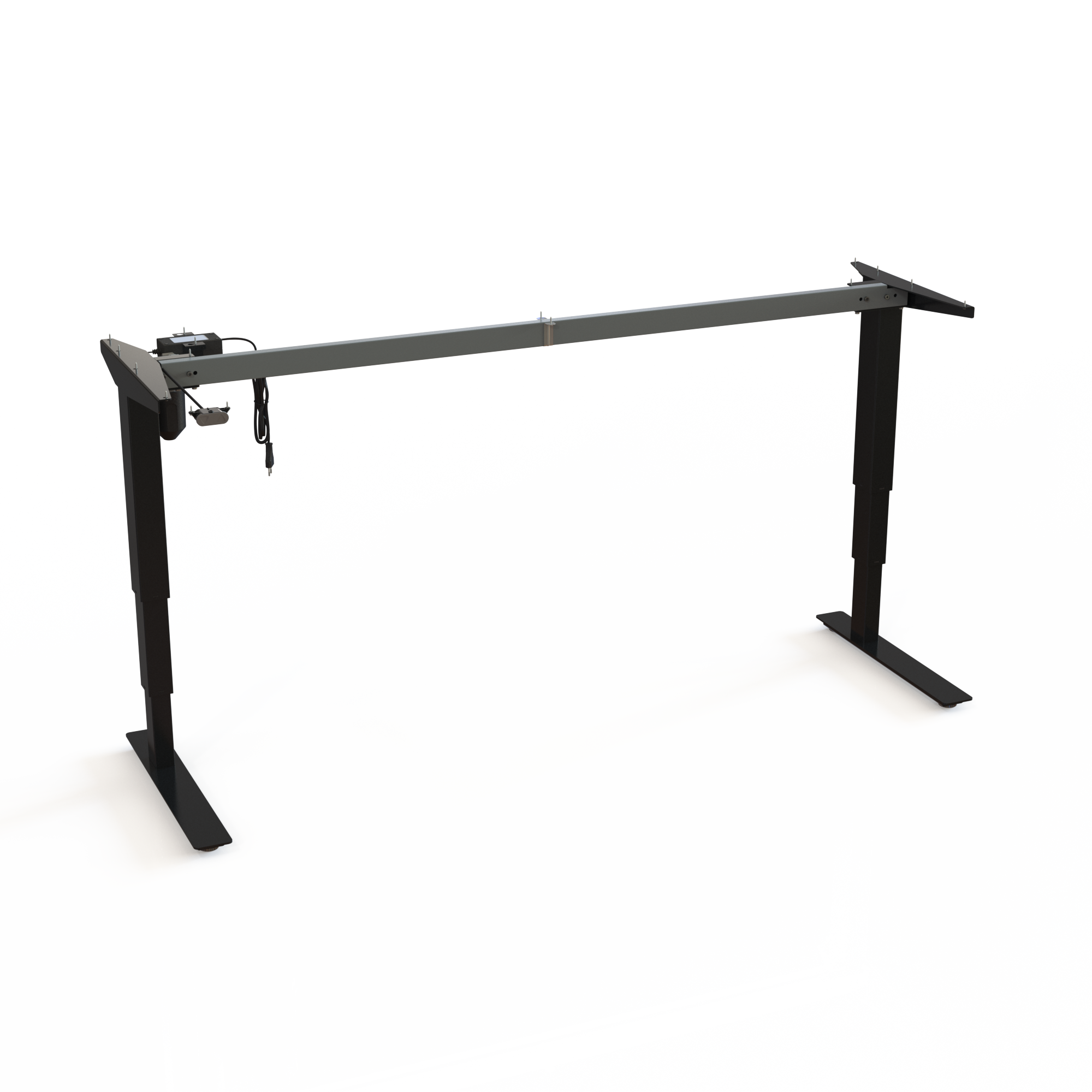 Ergonomic Black Desk Stand. Black lacquered, size 172cm. Operates in the range 57-122cm, with the motor lifting 100kg.
