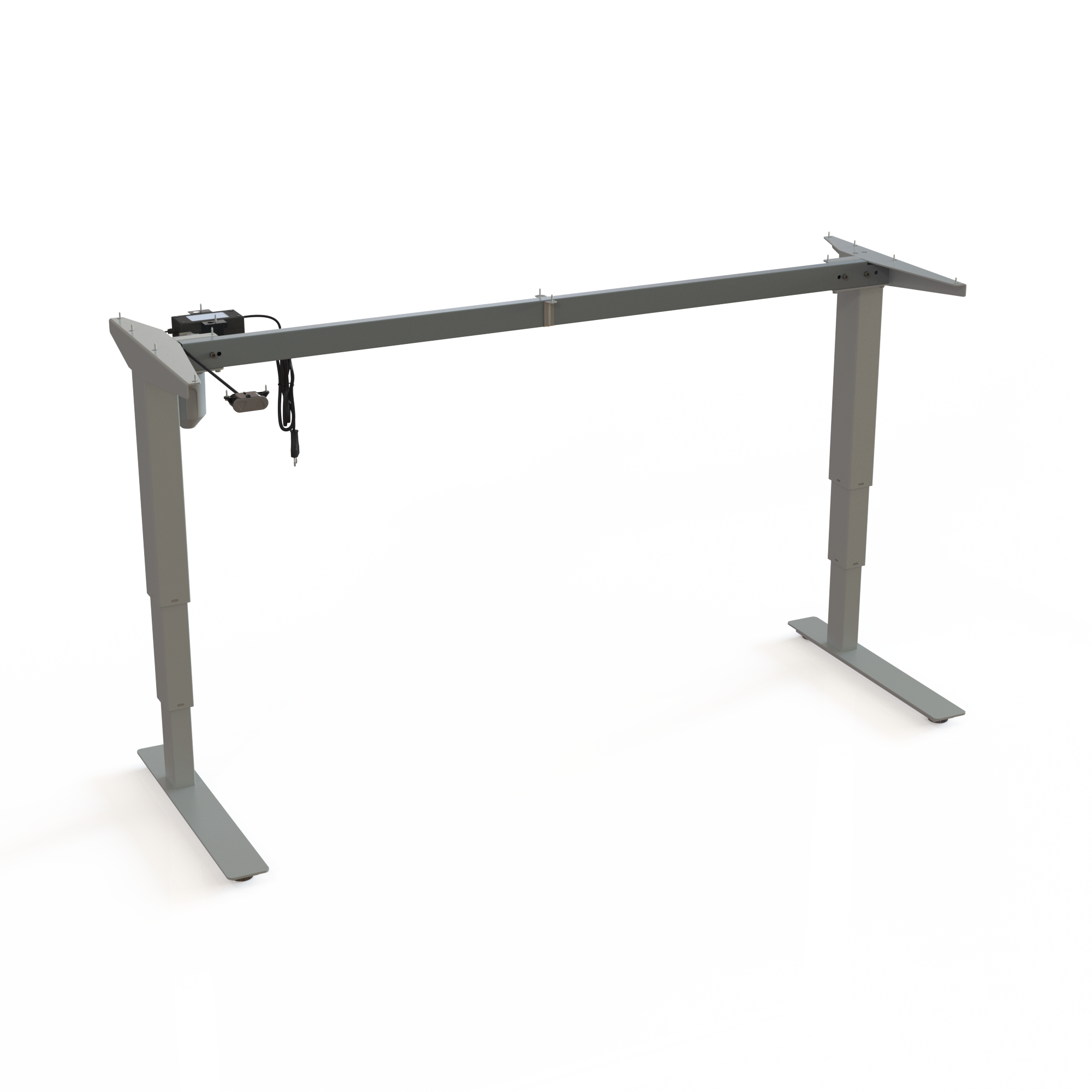 Adjustable Silver 2-Leg Base. Silver lacquered, frame width 152cm. Height is 57-122cm, and can be loaded with 100kg.