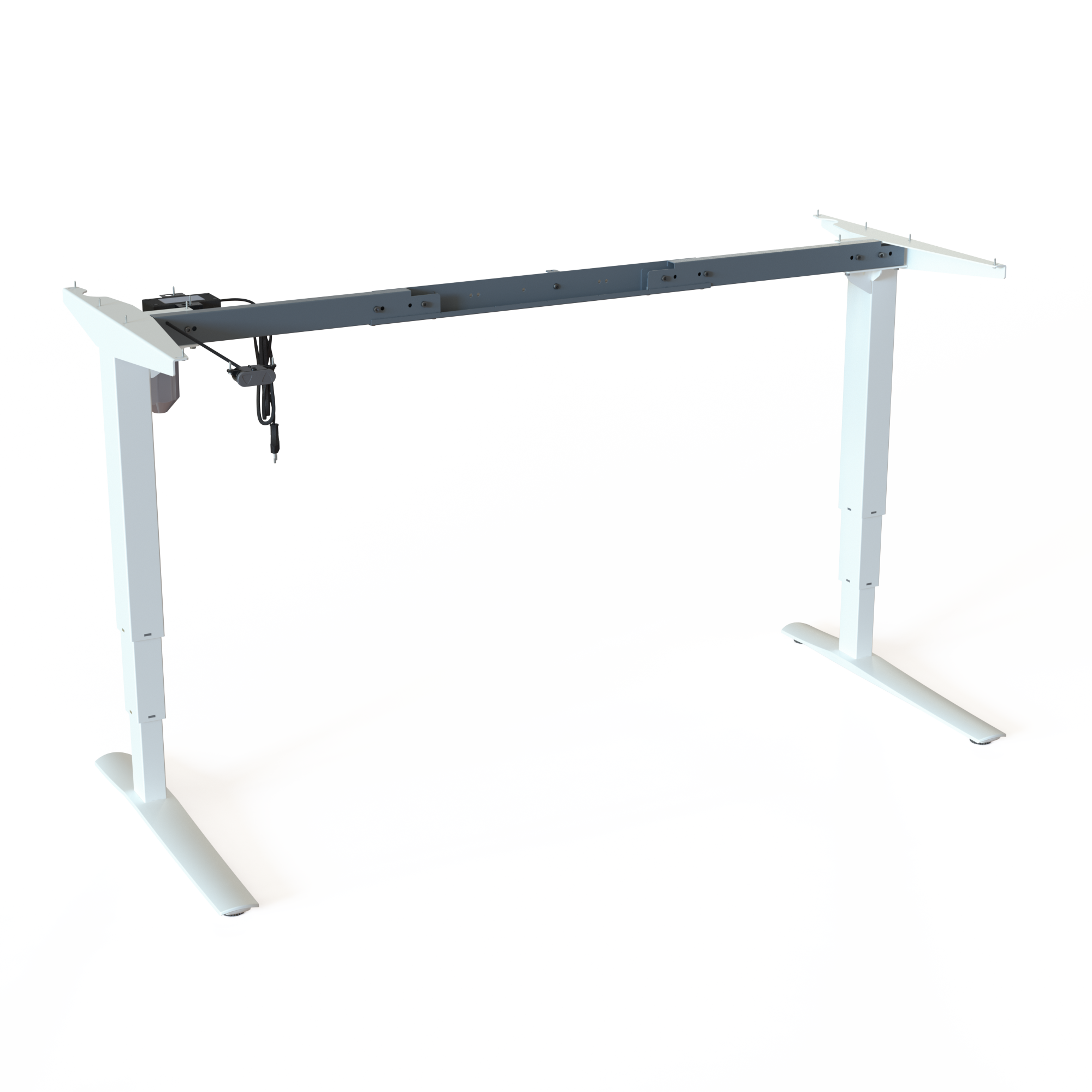 Black Sit-Stand Office Desk Base (Multi-Width). Black lacquered. Multiple mounting widths between 112 and 152cm. Operates in the range 65-125cm, and the motor lifts 100kg.