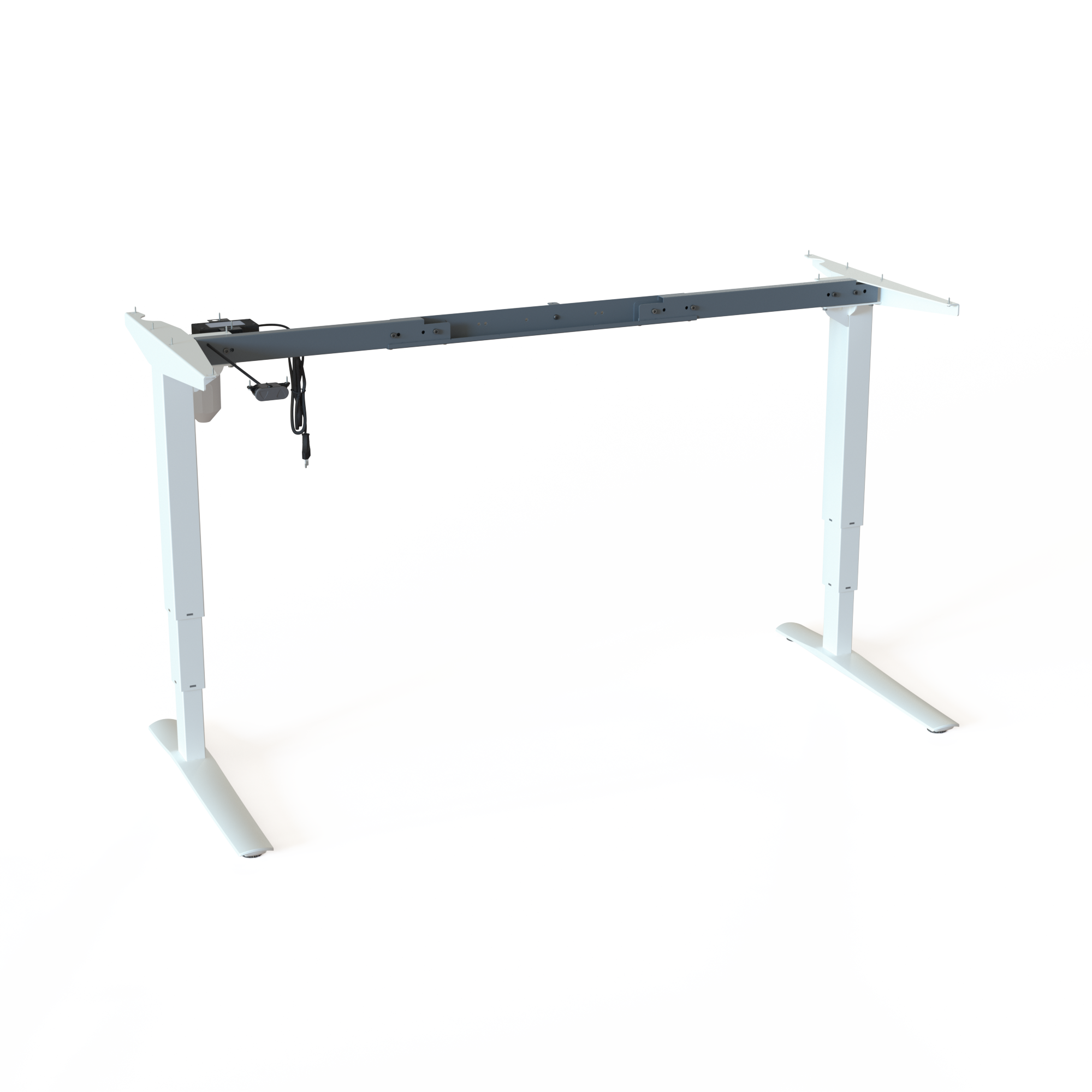 Black Steel Sit-Stand Office Desk Base (Variable Width). Steel, black powder-coated. Variable frame width 132 and 172cm. Ergonomic height choice 65-125cm, with a carrying capacity of 100kg.