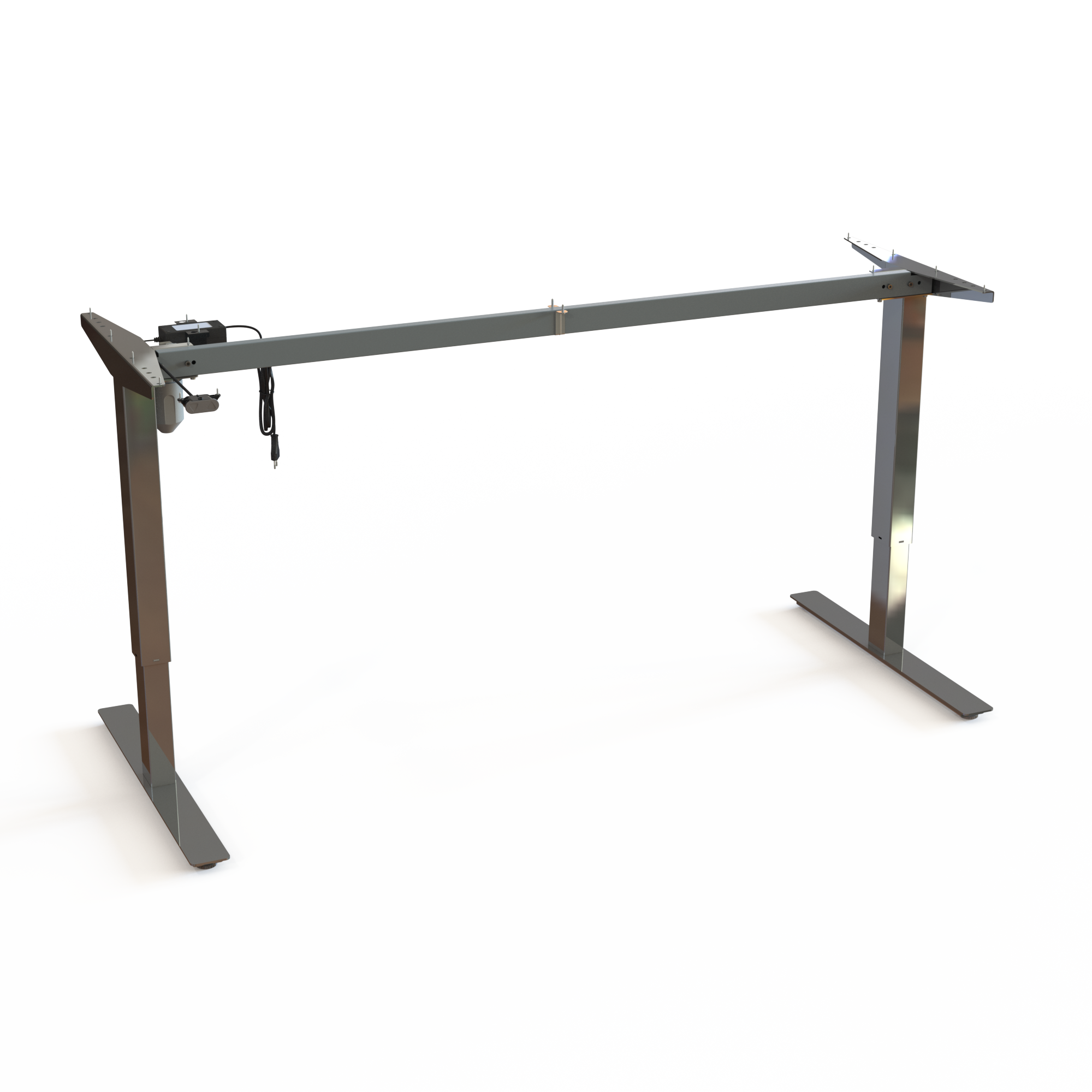 Ergonomic Chrome Desk Stand. Chrome frame, size 172cm. Operates in the range 68-118cm, with a lifting capacity of 150kg.