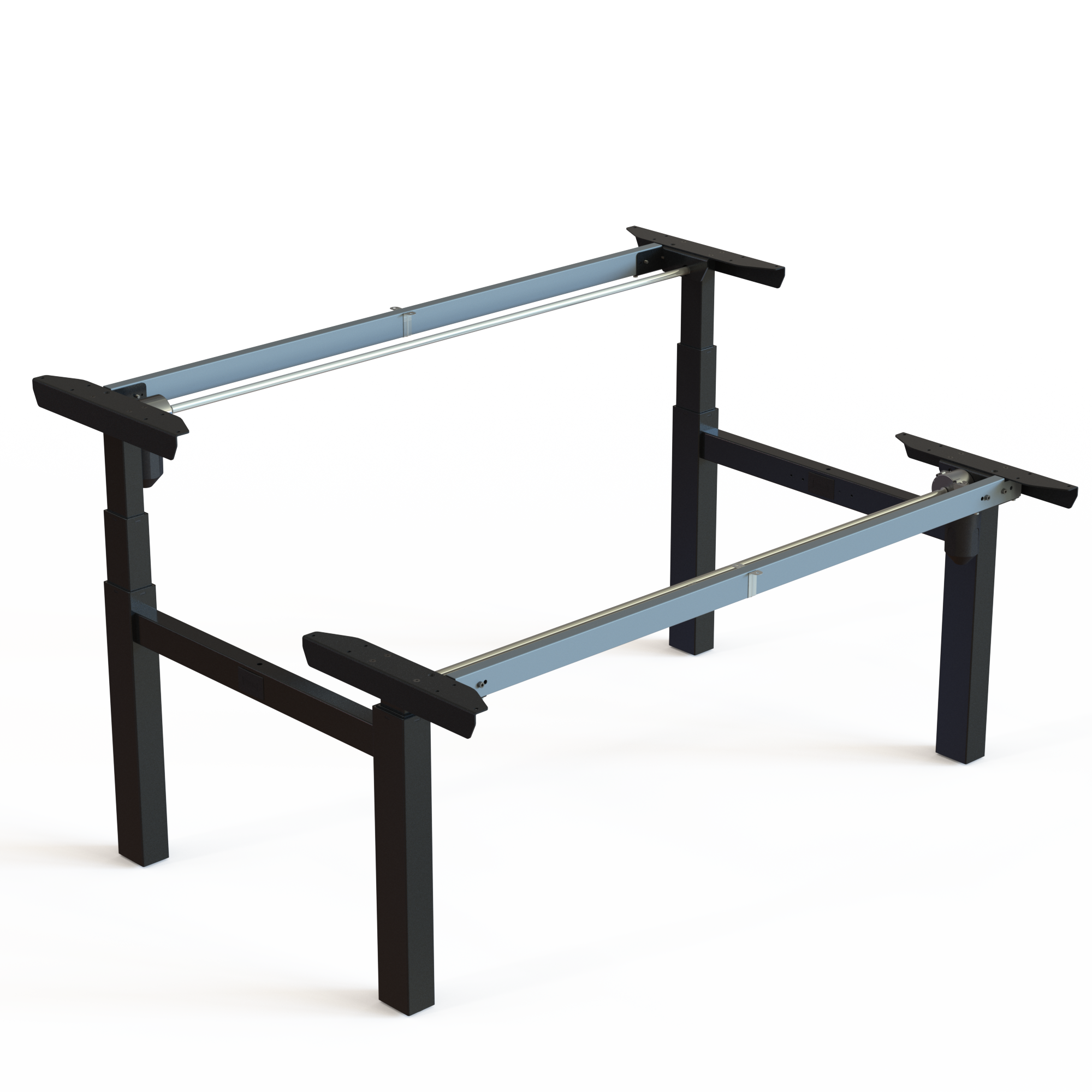 Black Bench Desk Underframe. Black lacquered, measuring 152cm in width. Adjusts in the height span 65-125cm, effortlessly lifting 100kg.